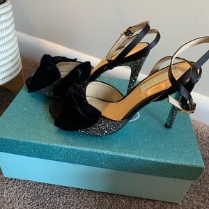 Betsey Johnson Black Glitter Heels with Bow